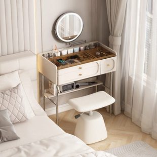 极窄梳妆台40cm卧室现代简约小户型奶油风迷你化妆桌50公分小型70