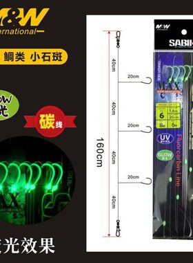MW 鱼皮串钩SA-81型号 荧光 夜光效果诱鱼加粗钓钩 3门钩 两付装