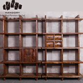 定制老榆木榫卯书架实木博古架多宝阁韩式 原木落地置物书柜陈列架