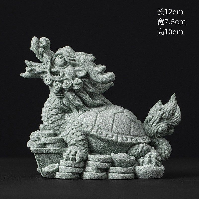 创意龙龟玄武青砂石茶宠摆件茶桌桌E面微景观鱼缸造景工艺品装饰