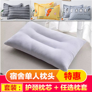 枕头枕芯护颈枕单人带枕套学生宿舍简约男助O睡眠可爱枕芯一对拍2
