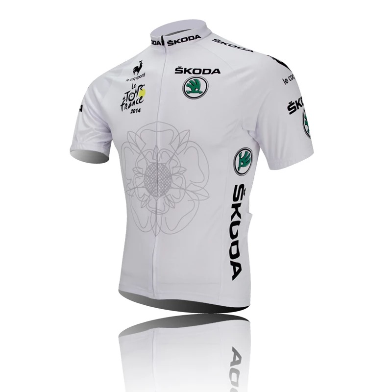 白色环法夏季山地公路自行车队版短袖骑行服套装男女透气排汗速干