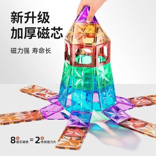 儿童磁力片彩窗磁吸积木棒宝宝益智玩具拼图钻面强磁六一生日礼物