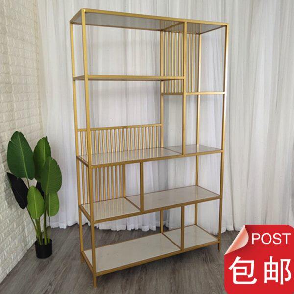 轻奢北欧置物架客厅落地式隔断屏风收纳架美容美甲甜品店书架装饰