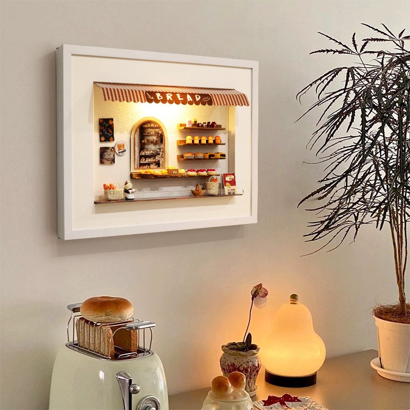 面包店diy磁吸电表箱装饰画砂岩配电箱遮挡奶油风开关盒遮丑挂画