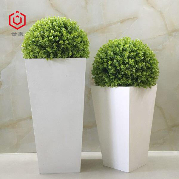 厂家定制酒店商场装饰插花锥形花箱户外美陈落地玻璃钢花盆