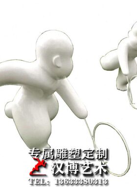 玻璃钢仿铜人物雕塑童趣小孩滚铁圈雕塑树脂彩绘小孩嬉戏场景雕塑