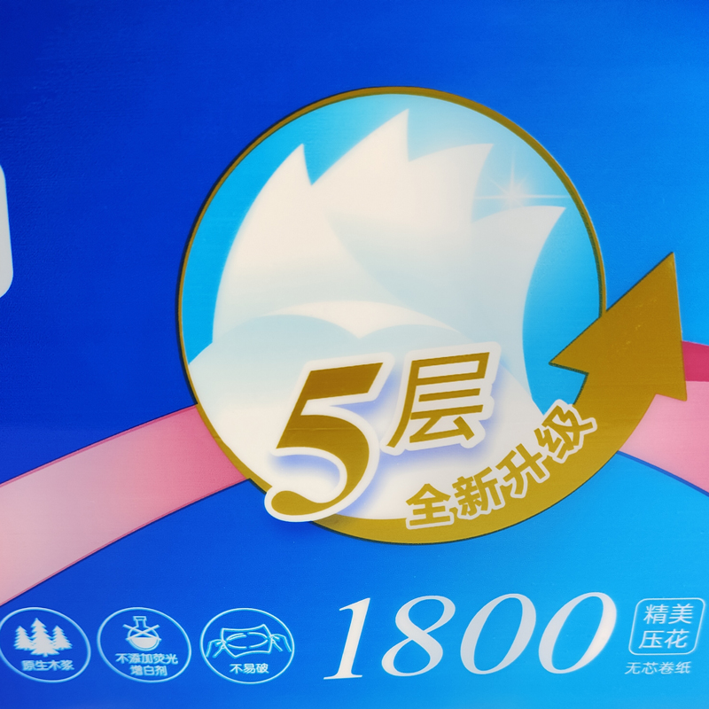 5层加厚1800克加韧不易破卷筒卫生纸无F芯卷筒卫生纸家用卫生纸12