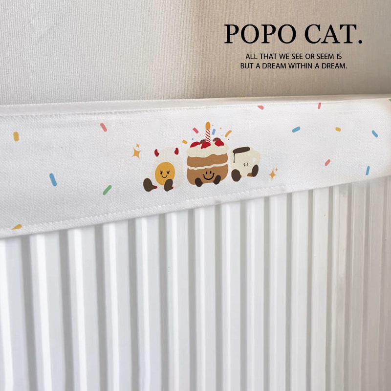 卡通家用暖气g片防尘罩老式取暖器美化遮挡布魔术贴暖气遮挡罩盖