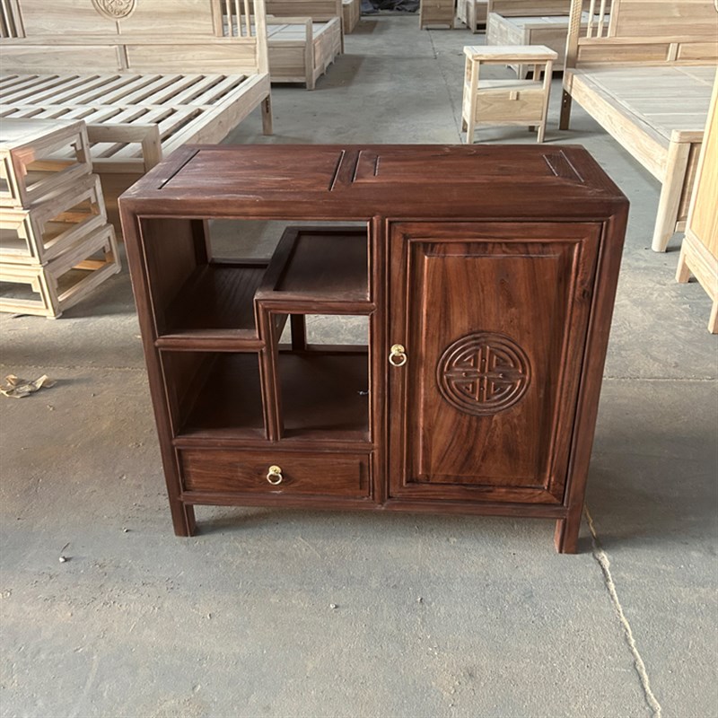 北榆木新中式茶水柜茶桌r边柜茶水台餐边柜储物柜二人茶台烧水一