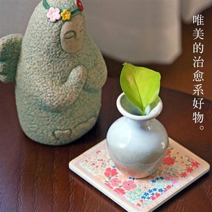 闽南花砖杯垫南洋陶瓷隔热茶具家居咖啡民宿装饰出Z口烫金立体