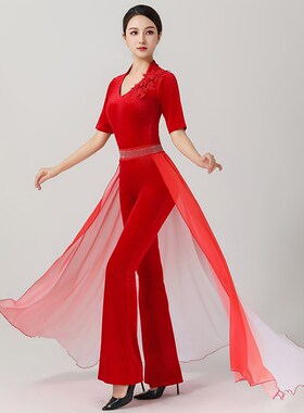 形体礼仪腰e封腰巾紫色飘逸舞蹈服气质模特走秀腰纱女拖尾罩裙飘