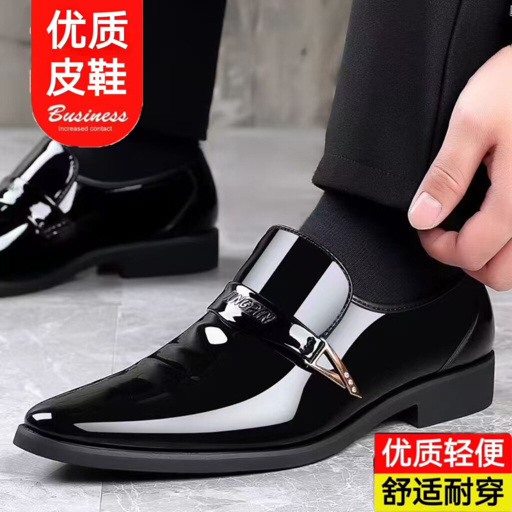 春夏新款尖头皮鞋男青年韩版英伦时尚潮男鞋男士商务鞋套脚休闲鞋