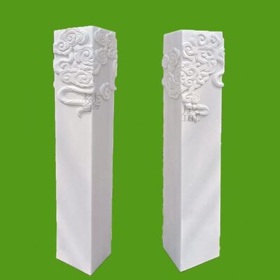 石雕青石祥云柱方形石柱墩汉白玉浮雕祥云柱客厅玄关花架庭院摆件