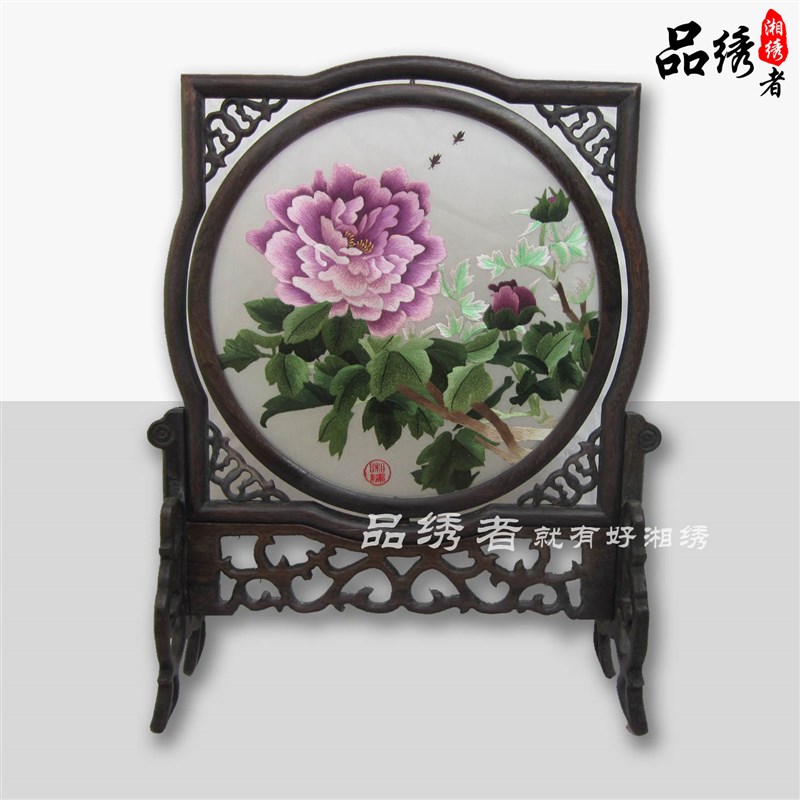 湘绣精品 牡丹 花开富贵 双面异绣 客厅装饰画纯手工刺绣湖南特产图片