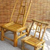 竹椅子靠背椅竹制家具手工椅子竹编户外休闲老式 阳台凳子儿童座椅