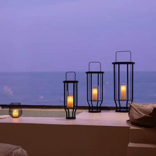 中式复古落地烛台灯中古侘寂风不锈钢烛台摆件酒店民宿茶室装饰