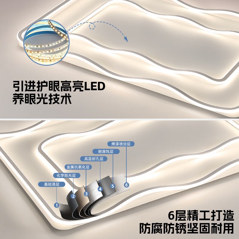 全光谱客厅灯2023年新款现代简约大气K极简吸顶灯具组合全屋套餐