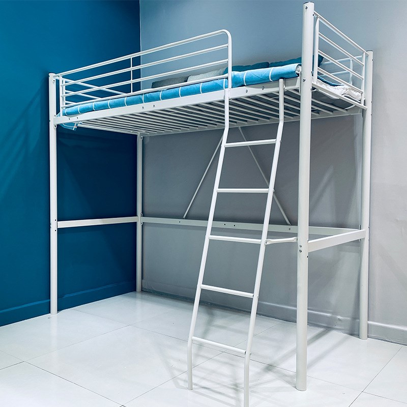 北欧铁艺单人床学生上下铺高架A床公寓单人床宿舍上床下桌铁架床