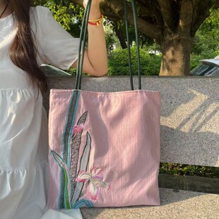 绣花缎肩包大容量休 中国风民族风格 2025新款 多功能高端o质感新款