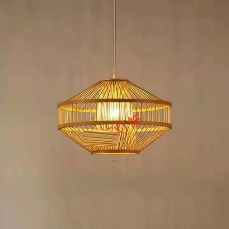 竹艺灯笼吊e灯日式茶室禅意田园风格客厅特色餐厅榻榻米竹艺吊灯