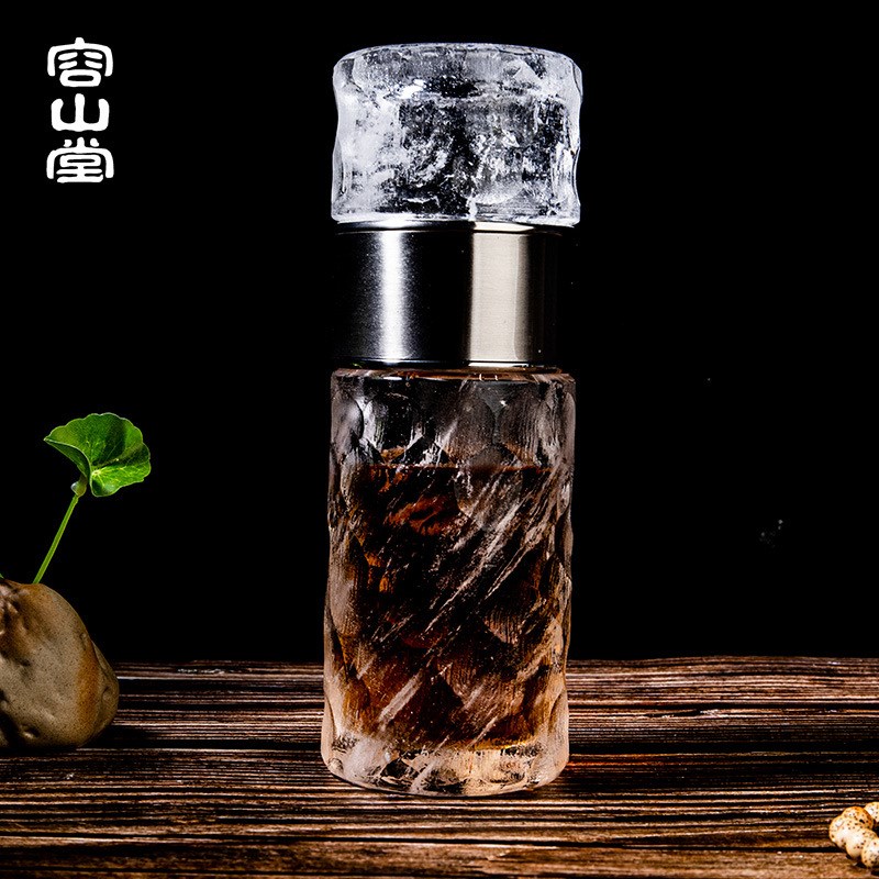 RKT4原矿水晶茶水分离杯琉璃B冰冻烧老板办公泡茶杯玻璃个人专用