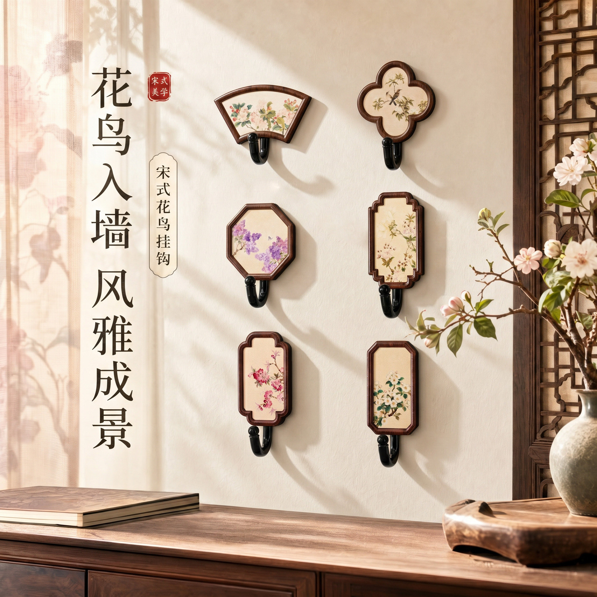 胡桃木色挂钩门后入户承重无痕免打孔强力粘胶创意粘钩厨房浴室