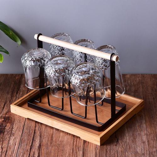 手提倒挂收纳架北欧茶杯架子客厅铁艺创意杯架置物家用架玻璃杯架