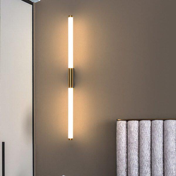 北欧极简线条卧室床头灯客厅楼梯过道灯管形长条壁灯浴室镜前灯具