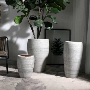 高款特大号花盆以上粗陶落地高脚陶瓷摆件客厅高筒北欧简约