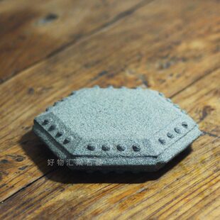 六边形鼓钉青石底座文玩香薰炉花瓶花托石案台复古紫檀工艺品底托