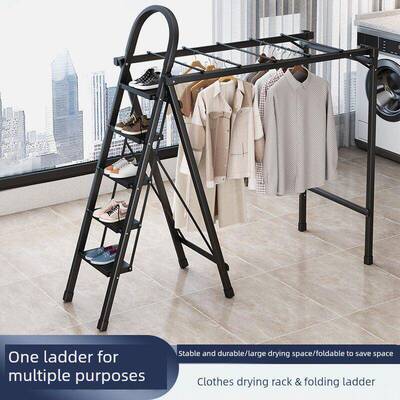 适用梯子家用折叠人字多功能室内加厚铝合金晾衣架两用伸缩楼梯