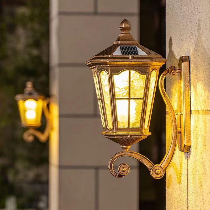 欧式壁灯户外防水室外墙壁庭院双头别墅大门口阳台仿古太阳能挂灯