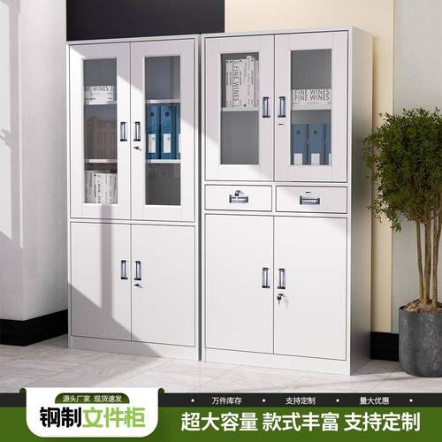 钢制文件柜财务办公资料档案存放柜办公室铁皮柜带锁落地储物柜