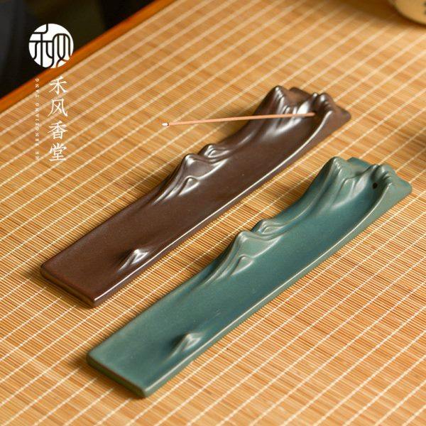 陶瓷千里江山线香炉 中式香插摆件创意茶道供奉卧香炉家用檀香炉,家居饰品,香托/香盘/香座/香插,淘宝优惠券,粉丝福利购,淘宝优惠卷
