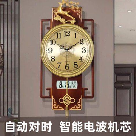 欧式新中式挂钟客厅静音时钟创意摇摆钟表舵手卧室挂表大号石英钟