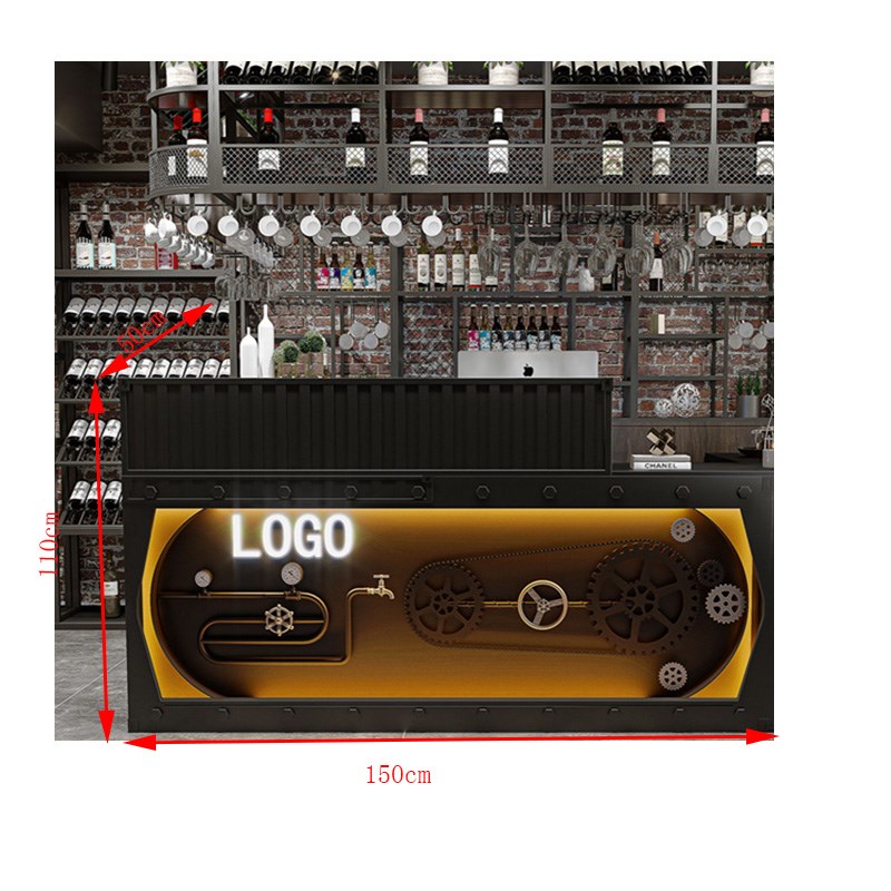 工业风酒吧吧台桌铁艺收银柜台火锅烧烤店M柜台酒吧酒店转角接待