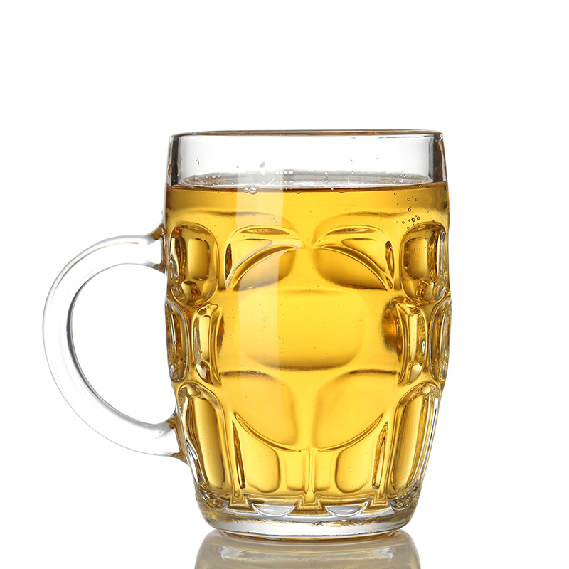 大容量玻璃扎啤杯5l00ML/1L升带把手商用啤酒杯酒店烧烤用印字LOG