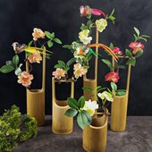 刺身摆盘装 饰品竹筒花藤摆件刺身干冰筒海鲜姿造日料寿司拼盘竹筒