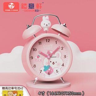 钟意轩儿童卡通小闹钟学生用耐摔静音电池款男孩女孩可爱强力叫醒