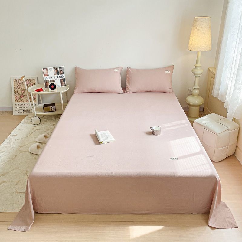 港式简约A类云感双层纱全包围床单F单件水洗棉学生宿舍枕套三件套