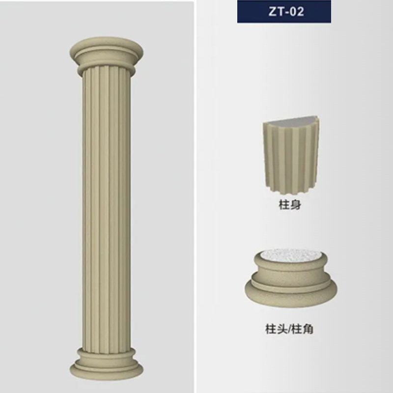 EPS发泡陶瓷罗马柱装饰中式门厅回纹柱欧式方柱圆V柱包脚柱可定制