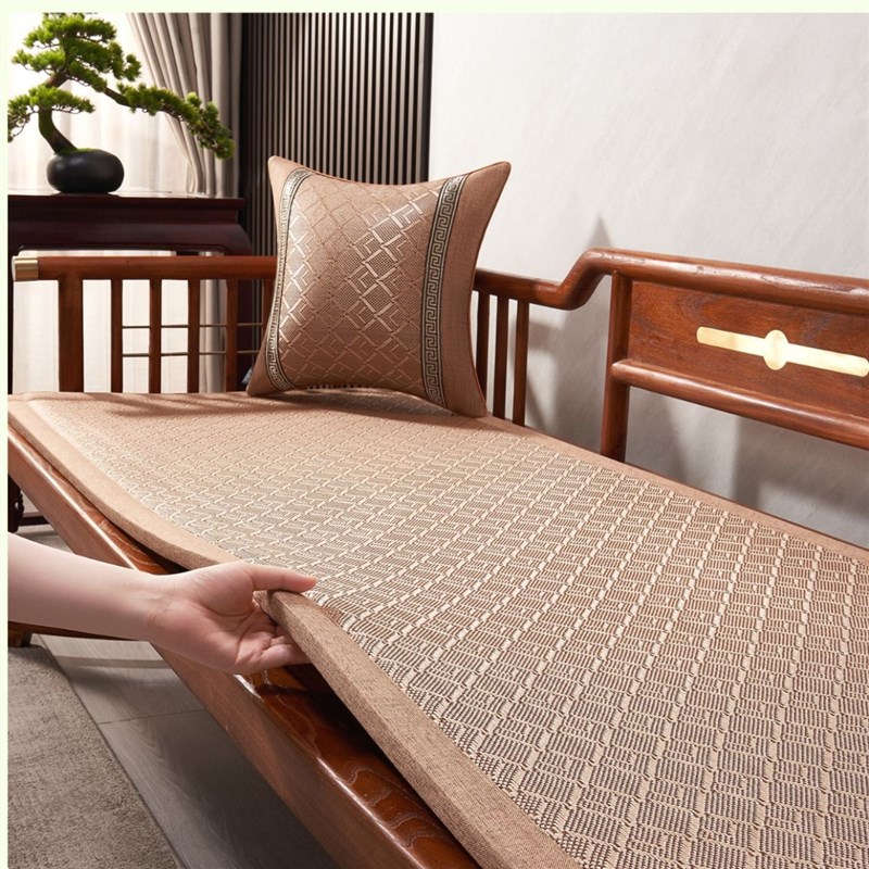 夏季红木沙发垫凉席坐垫实木家具垫子防J滑藤席套罩夏天款中式席