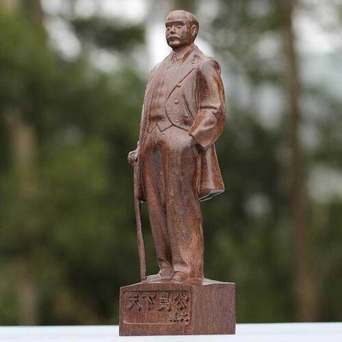 越南木木雕孙中山像摆件实木工艺品伟人孙文雕像礼品