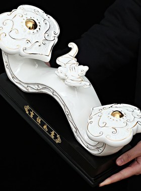 陶瓷吉祥如意蝙蝠摆件生日送长辈礼物I高档送老板领导客户礼品