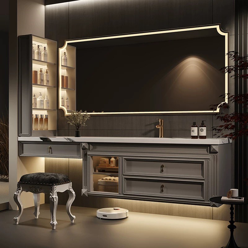 宋氏美学中古风浴室柜洗脸洗手盆柜组合卫生间实木梳妆台2Z025新