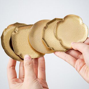 茶杯垫日式盏舍防滑托目纹防古铜隔热垫家用远功夫茶具配件锤茶托