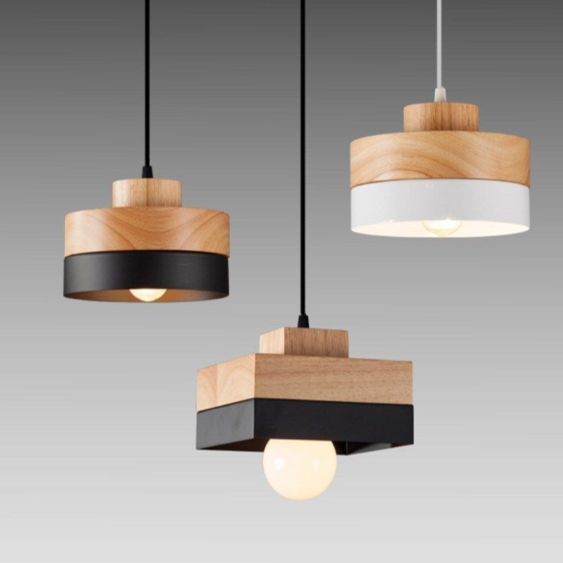 日式圆形木艺吊灯餐厅客厅过道阳台创意I简约铁艺方形卧室床头灯,家装灯饰光源,客厅吊灯,淘宝优惠券,粉丝福利购,淘宝优惠卷