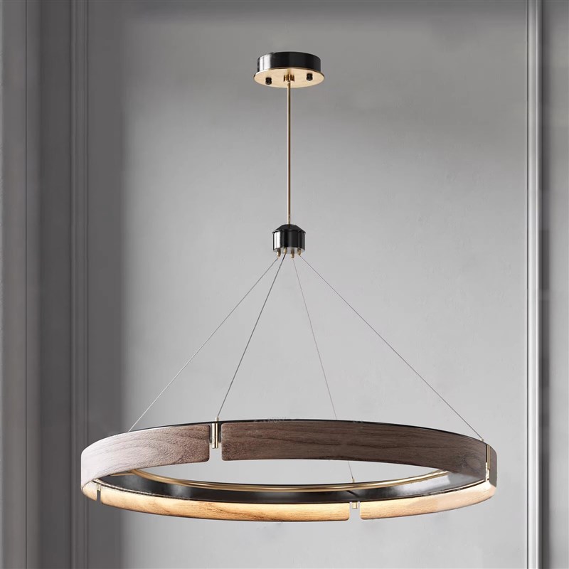 后现代北欧高档胡桃木环形吊灯客厅卧室餐厅民宿别墅样Y板间艺术