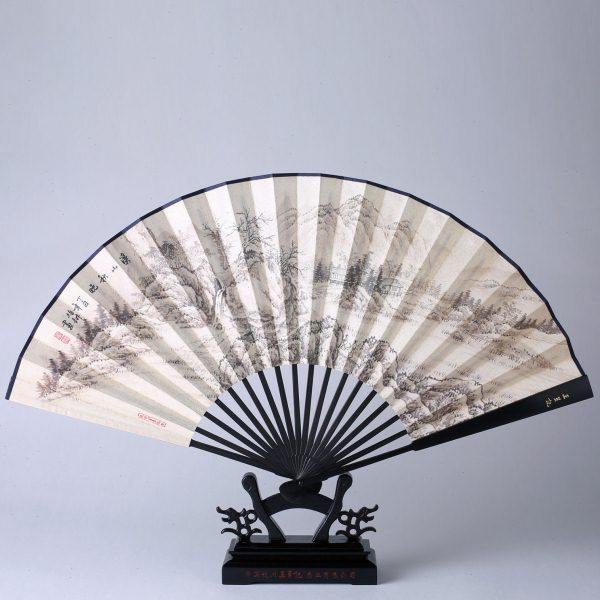 杭州王星记扇子中国风丝绸绢扇8寸古风折扇男夏季工艺礼品扇收藏